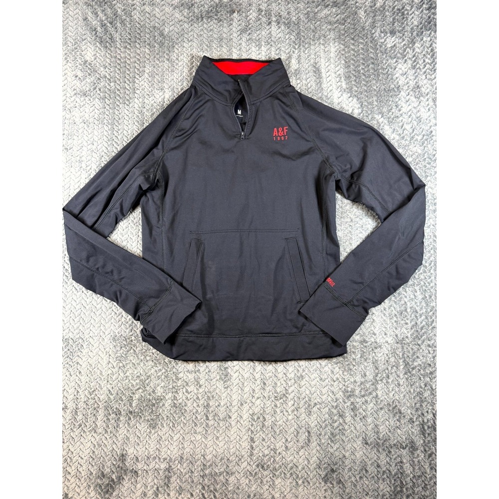 Abercrombie & Fitch Jacket Womens‎ Medium Black Raglan Sleeve Mock Neck 1/4 Zip